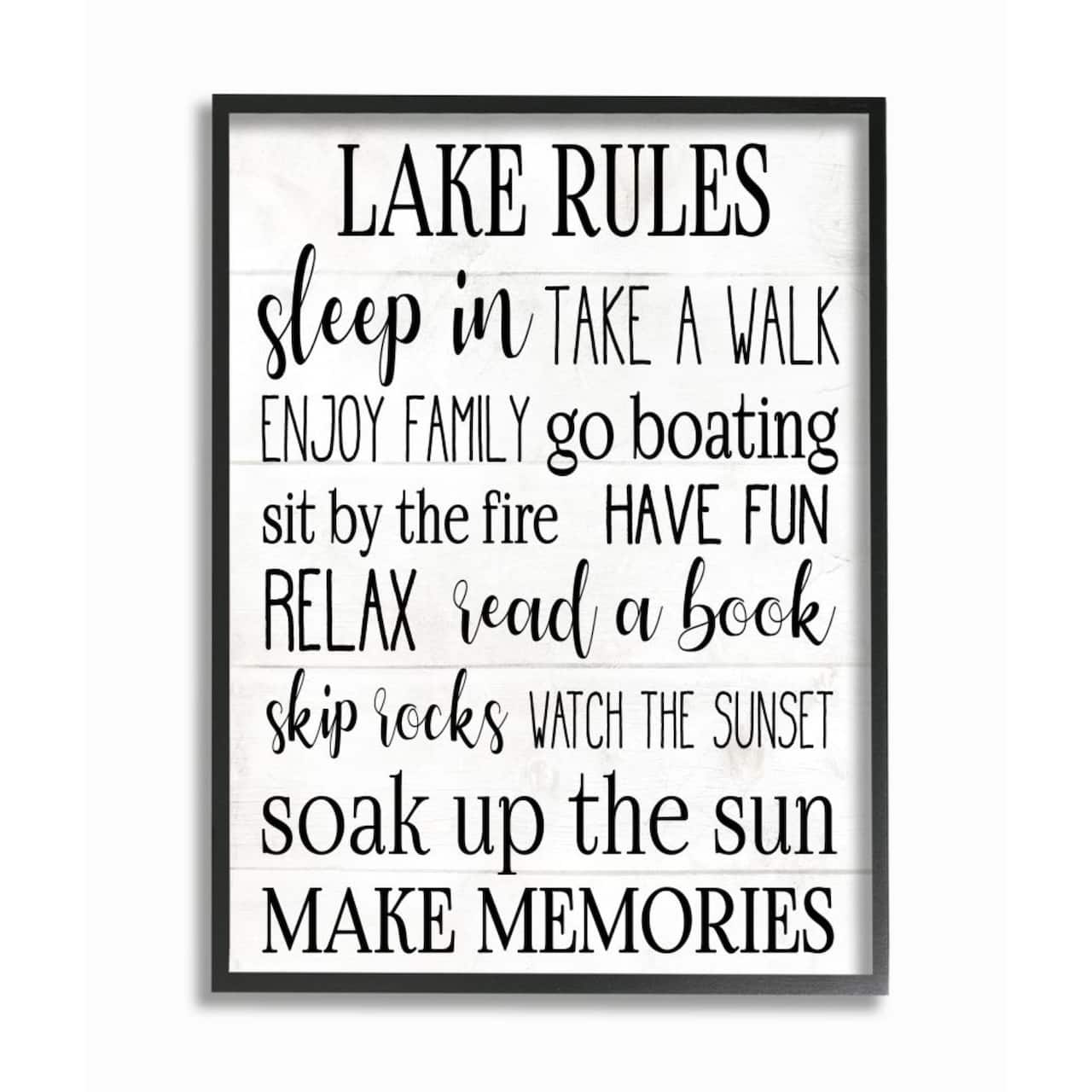 Stupell Industries Lake Rules Wall Art in Black Frame